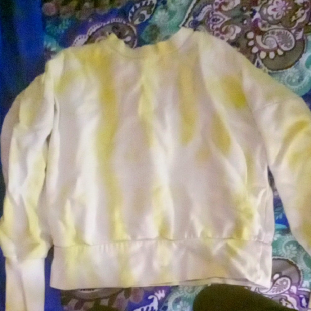 Yellow And White Tie-Dye Women's Sweater